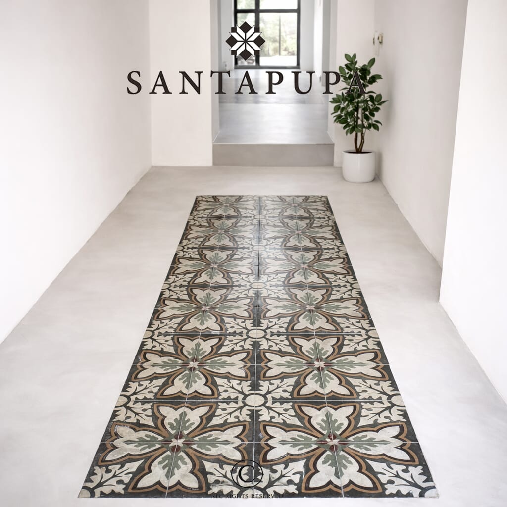 tappeti di cementine su pavimento in resina