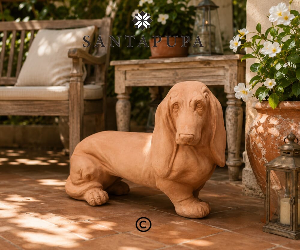 Statua bassotto in terracotta 