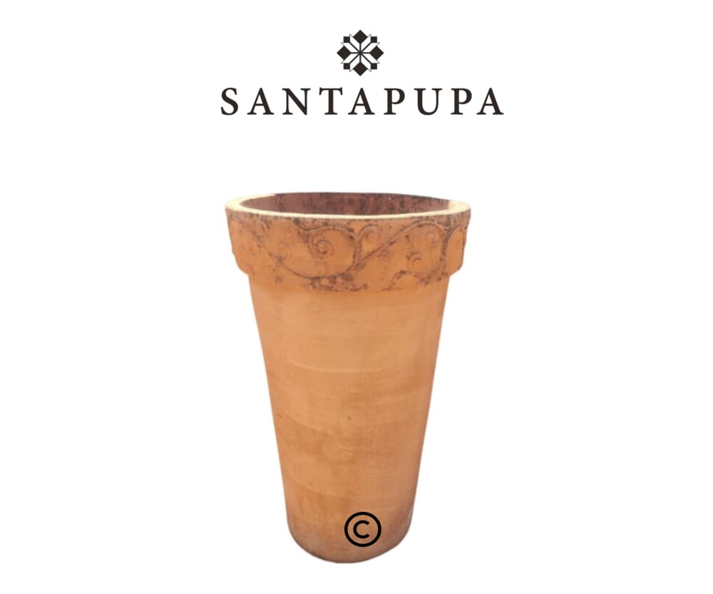 Vaso a cilindro bordo decorato