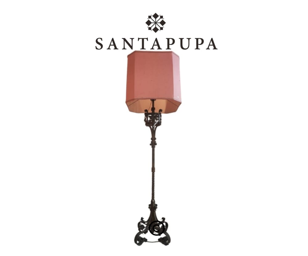 Lampada da terra paralume rosa 