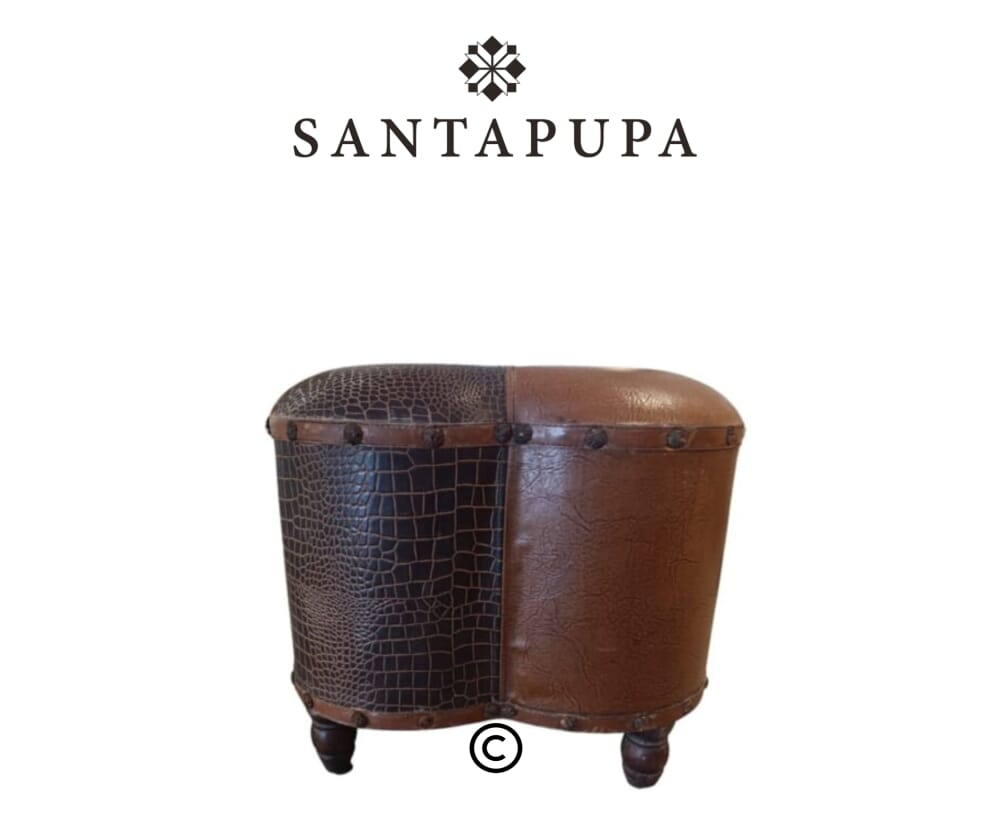 Pouf vintage in pelle