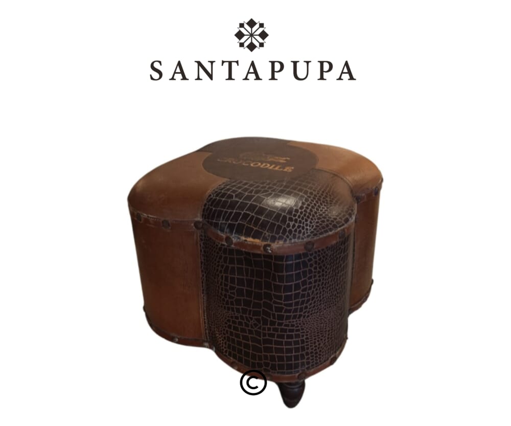 Pouf vintage in pelle