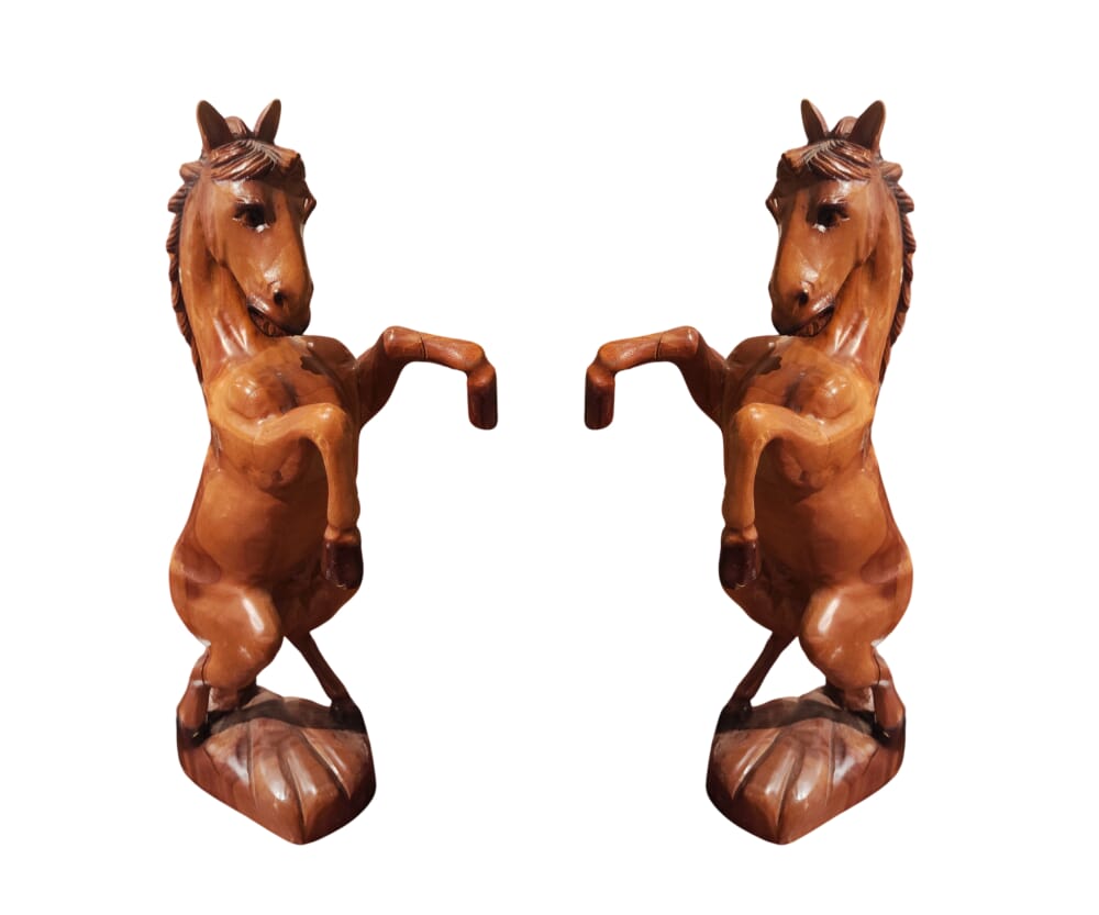 Statua cavallo in legno antica 