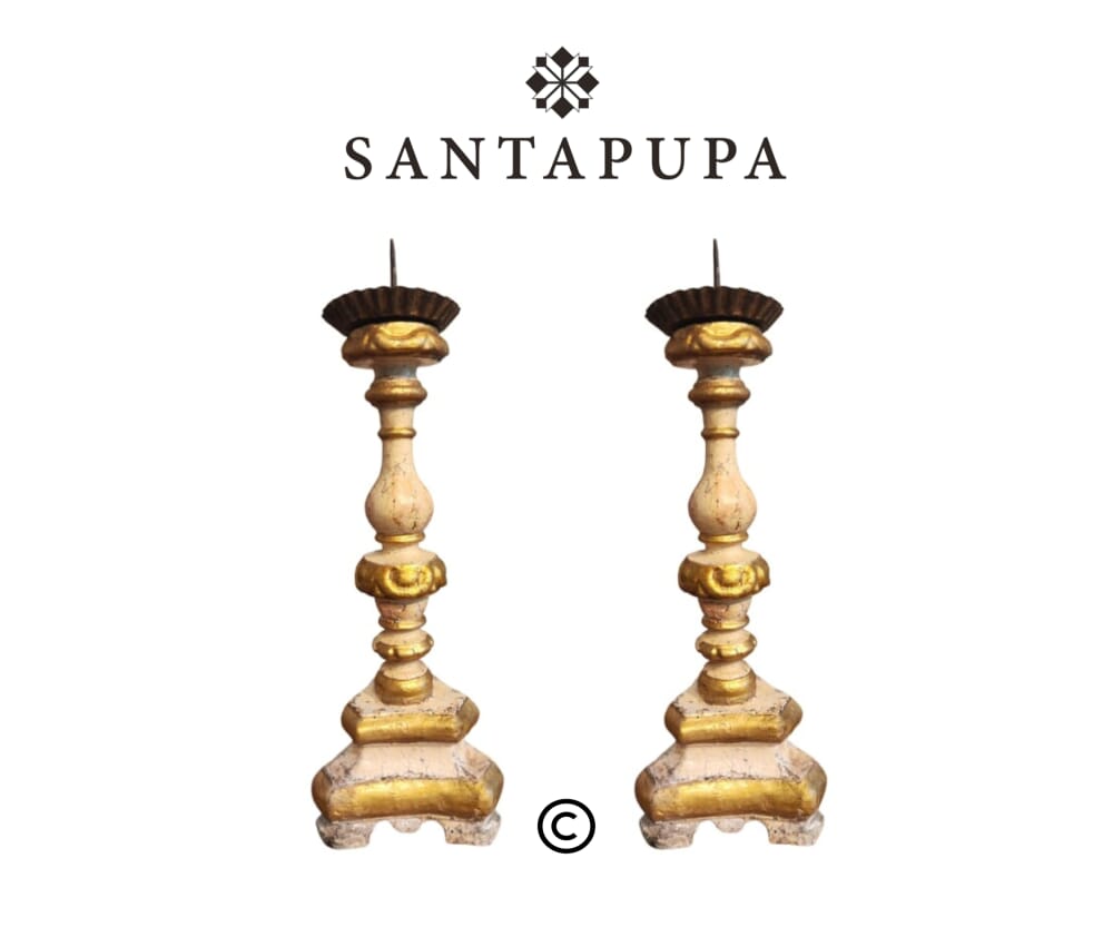 Candelieri in legno dipinto 