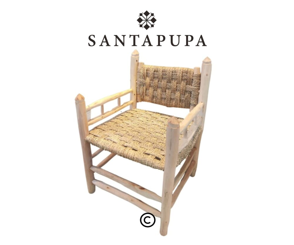 Poltrona legno e vimini 