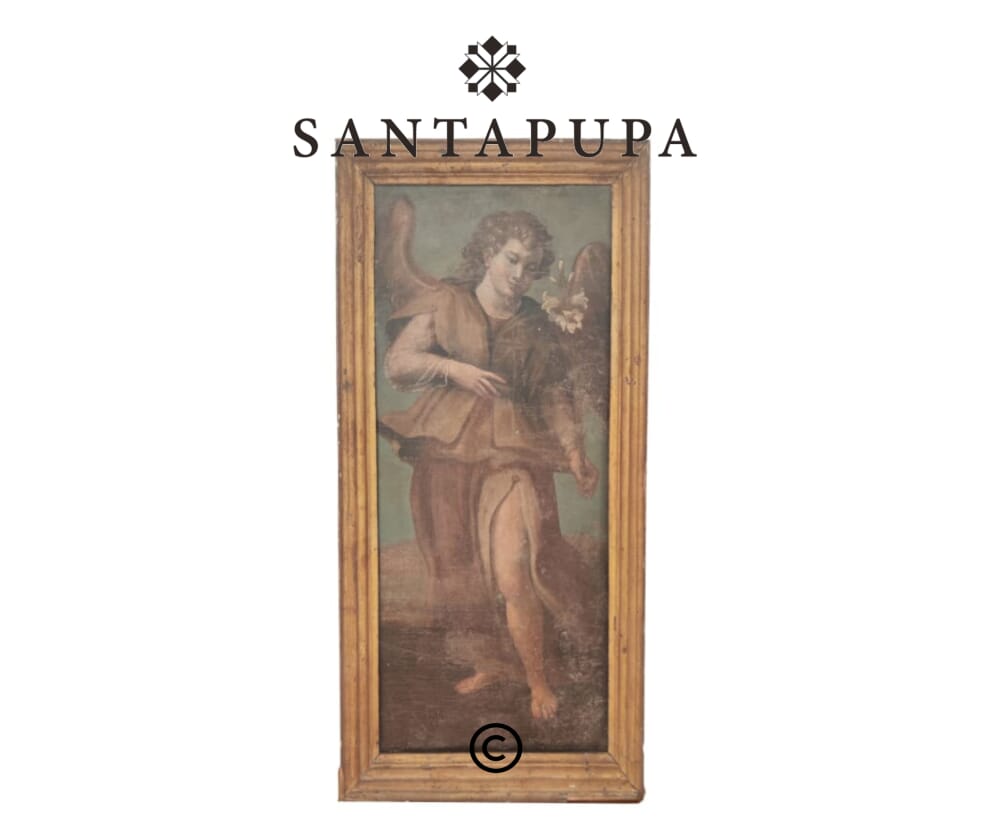 Quadro olio su tela con angelo