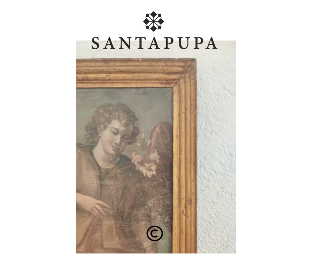 Quadro olio su tela con angelo