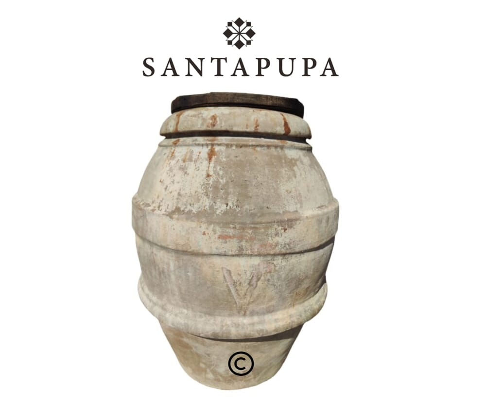 Orcio antico con coperchio in legno 