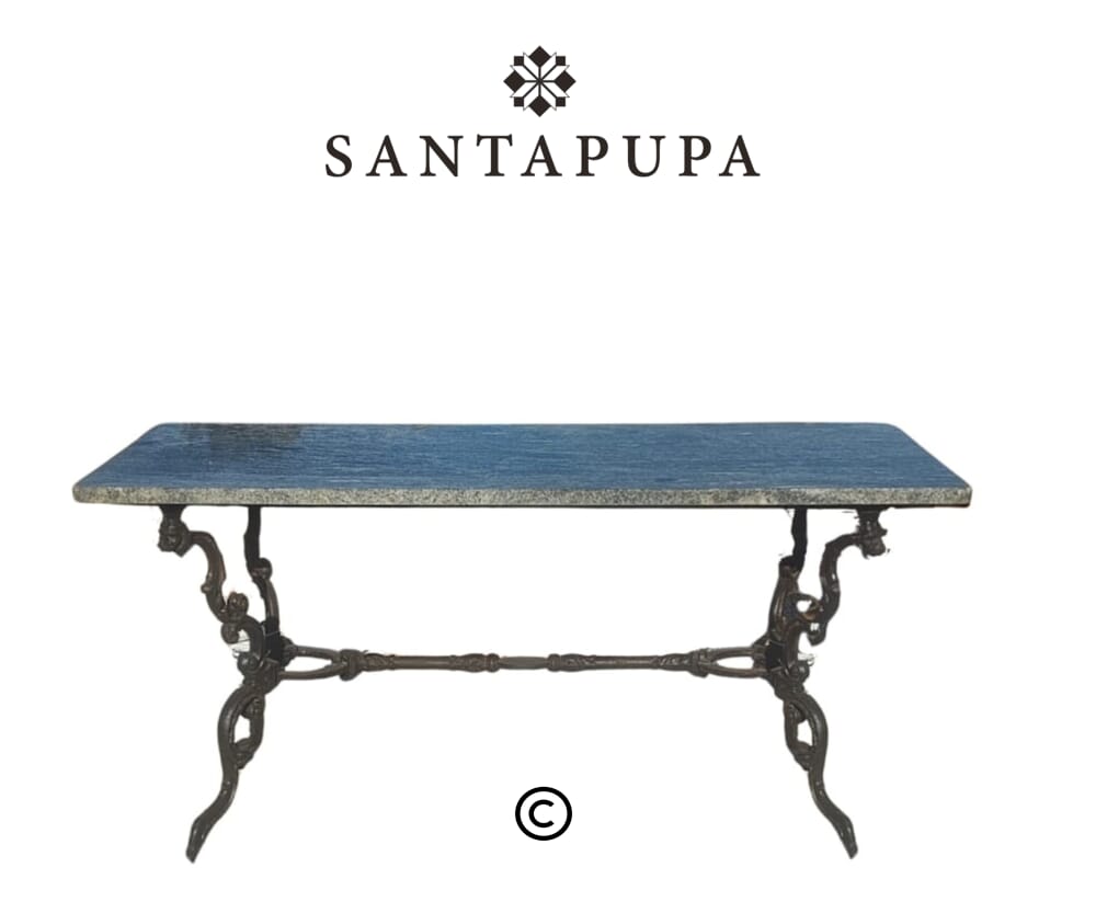 Tavolo in marmo e ferro da giardino 