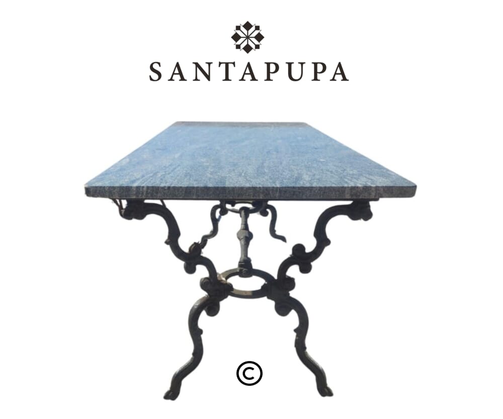 Tavolo in marmo e ferro da giardino 