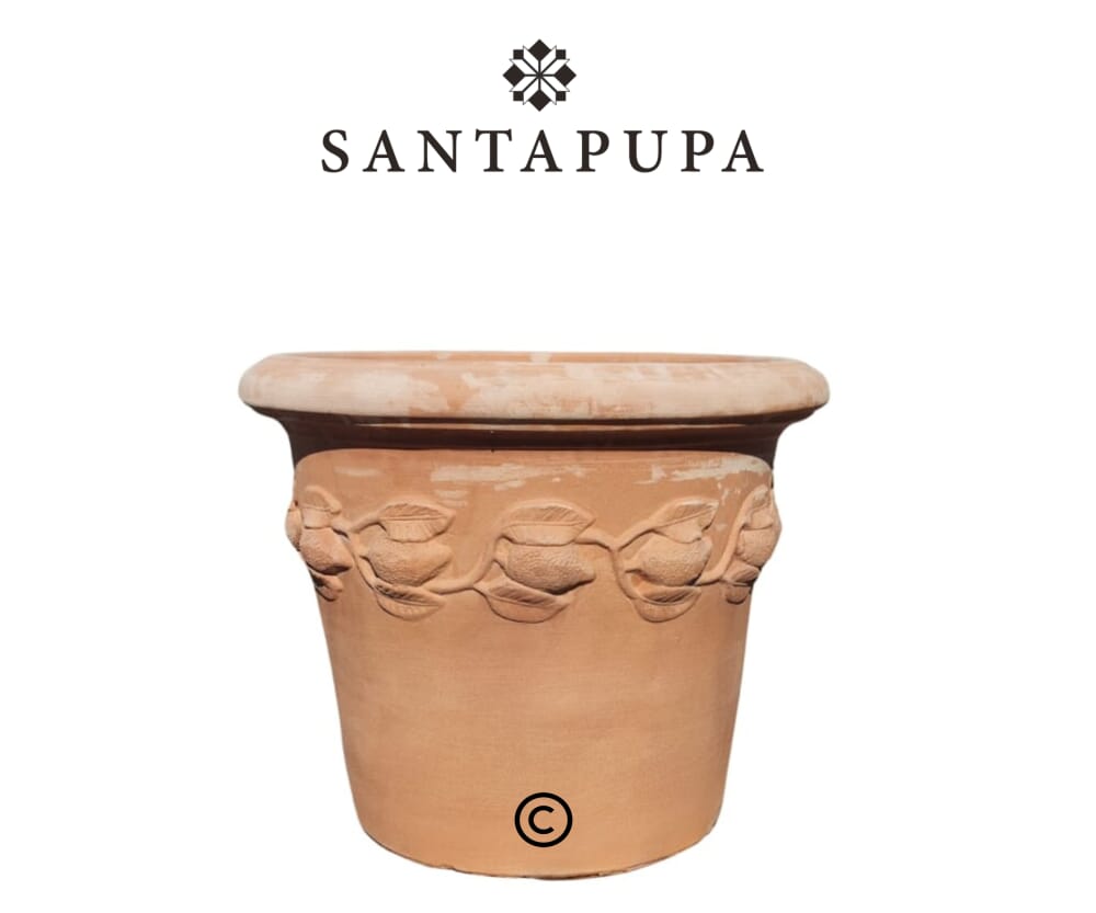 Vaso terracotta decorazioni limoni 