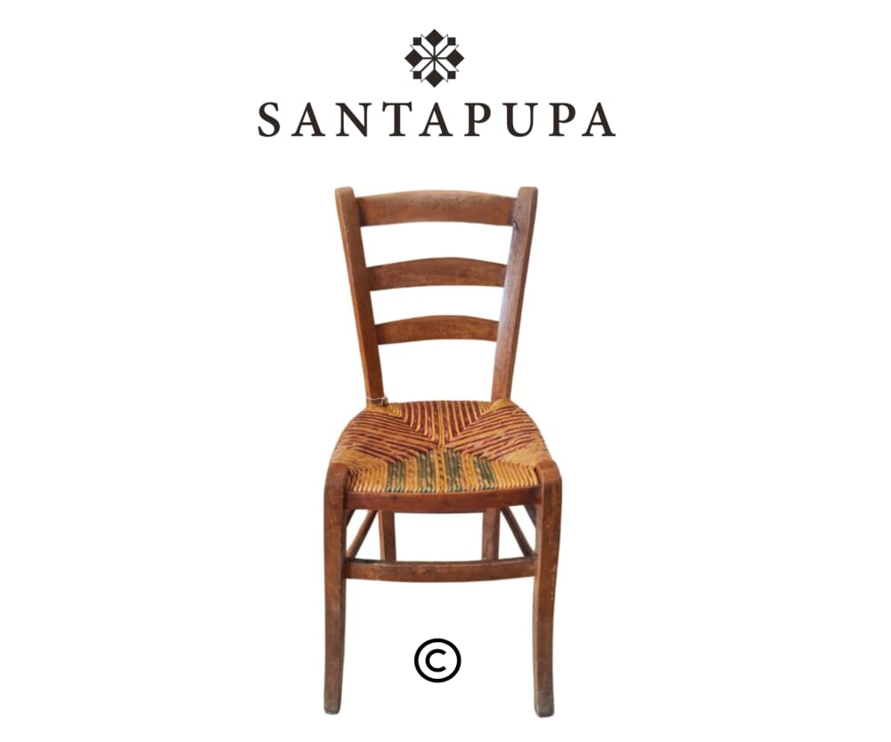 Sedia seduta paglia colorata 